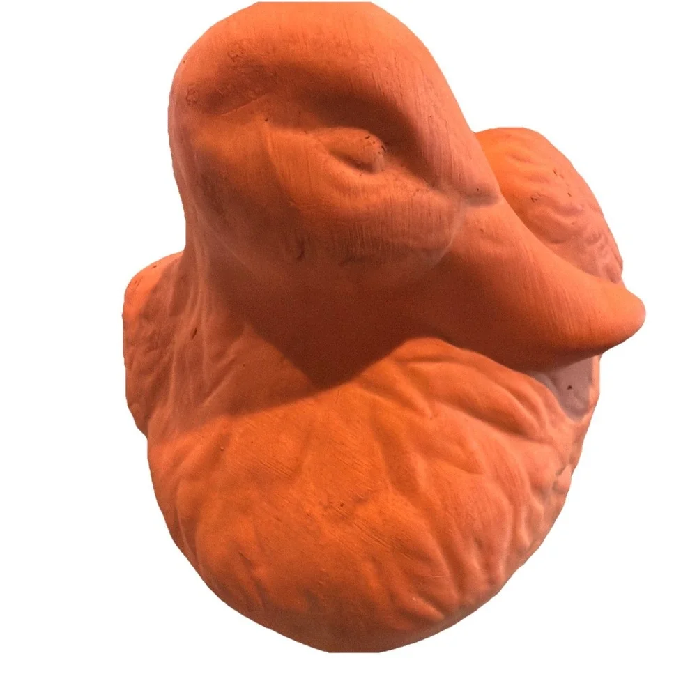 Vtg Terracotta Duck Mallard Planter 9